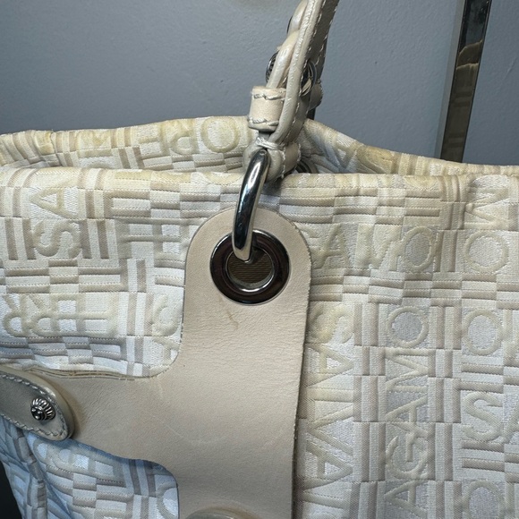 Salvatore Ferragamo Cream Leather-Trimmed Logo Jacquard Shoulder Bag - Picture 3 of 15